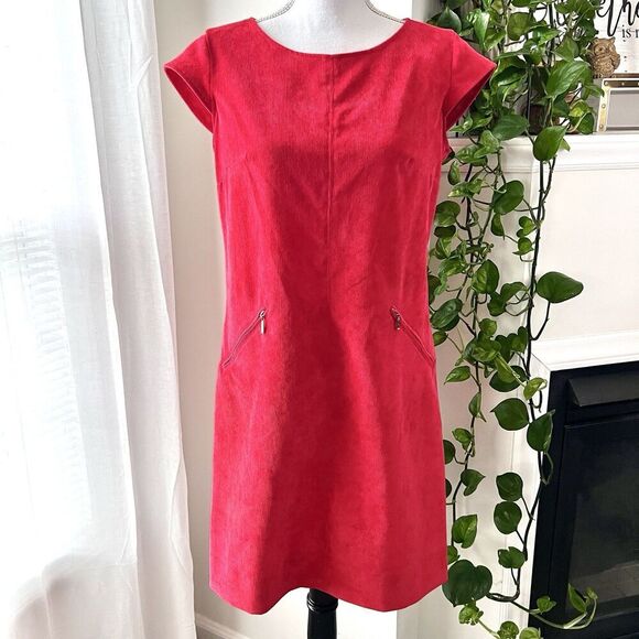 Sharagano Red Corduroy Pocketed Pencil Dress Womens Size 6 - Picture 1 of 9